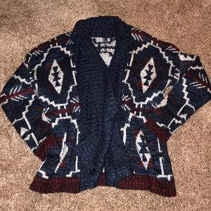 Aztec patterned cardigan sweater